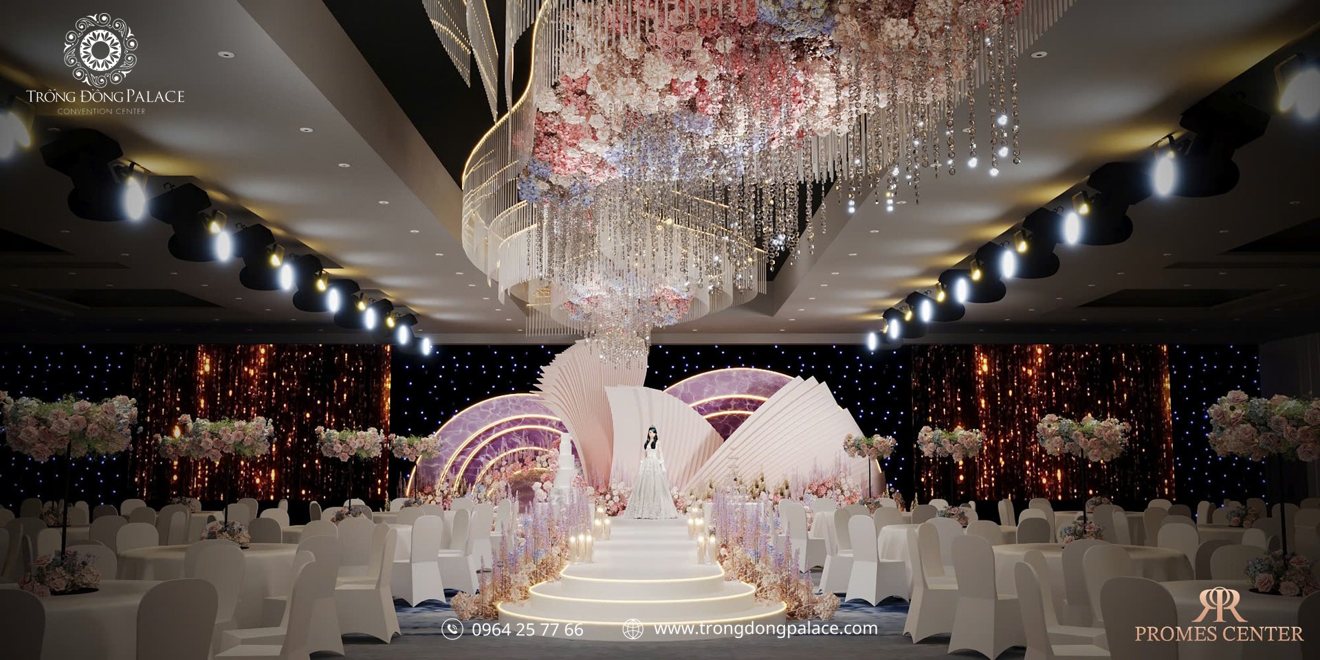 Không gian tiệc cưới hiện đại tại Promise Palace phía Nam Hà Nội